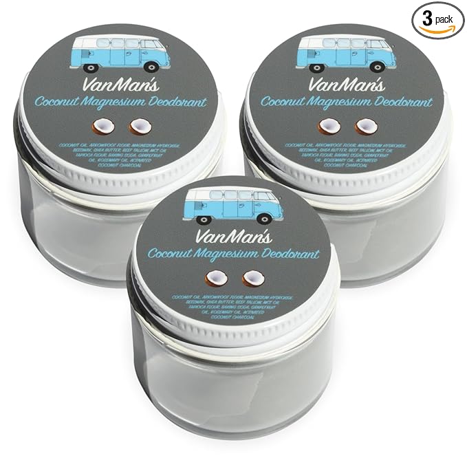 Vanman’s - Handmade Coconut and Magnesium Deodorant (3 Pack) - Odor Control for Underarms - Routine Deodorant For Women and Men - Personal Care Products - 2.8 oz
