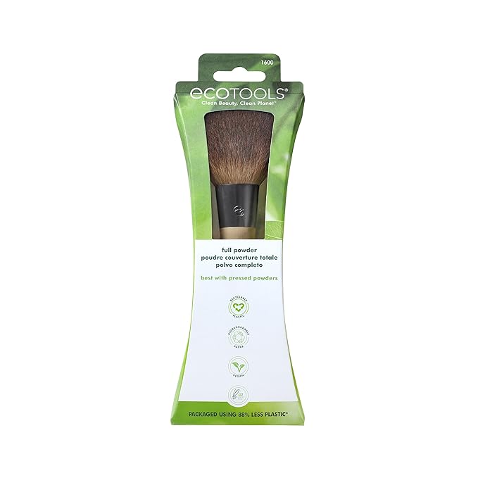 EcoTools Full Powder Brush, Fluffy Makeup Brush For Loose & Pressed Powder, Best For Setting Makeup, Large Brush Head With Soft, Synthetic Bristles, Eco-Friendly & Cruelty-Free, 1 Count