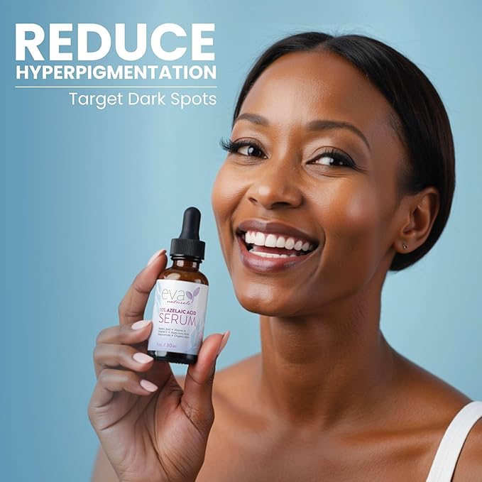 Eva Naturals Azelaic Acid Serum for Face – Niacinamide, Hyaluronic Acid, Vitamins A+C+E – Redness Relief, Dark Spots, Uneven Skin Tone, Texture, Pores, Topical Booster for Clearer, Smoother Skin, 1oz