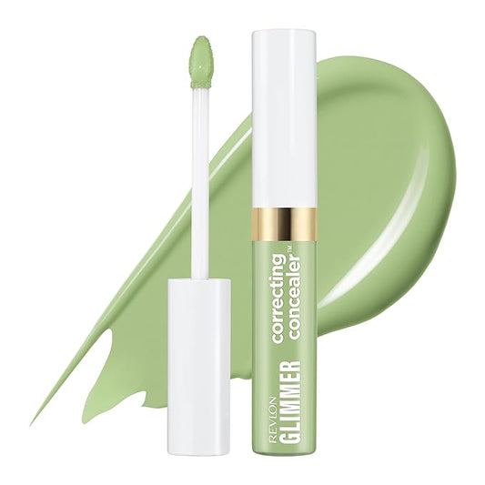 Revlon Glimmer Correcting Concealer, Liquid Under Eye Makeup, Made with Caffeine, Vitamin C, & Stevioside, 100 Green, 0.3 fl oz