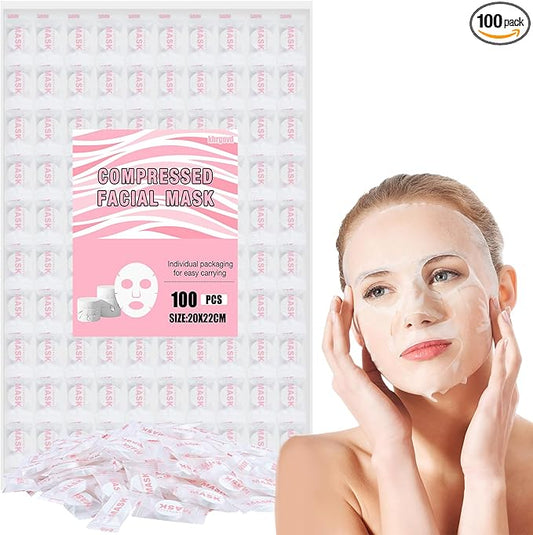 100PCS Compressed Cotton Facial Mask Sheets, Disposable DIY Mask Paper Beauty Tool for Skin Care, Cotton Masks for Home, Travel