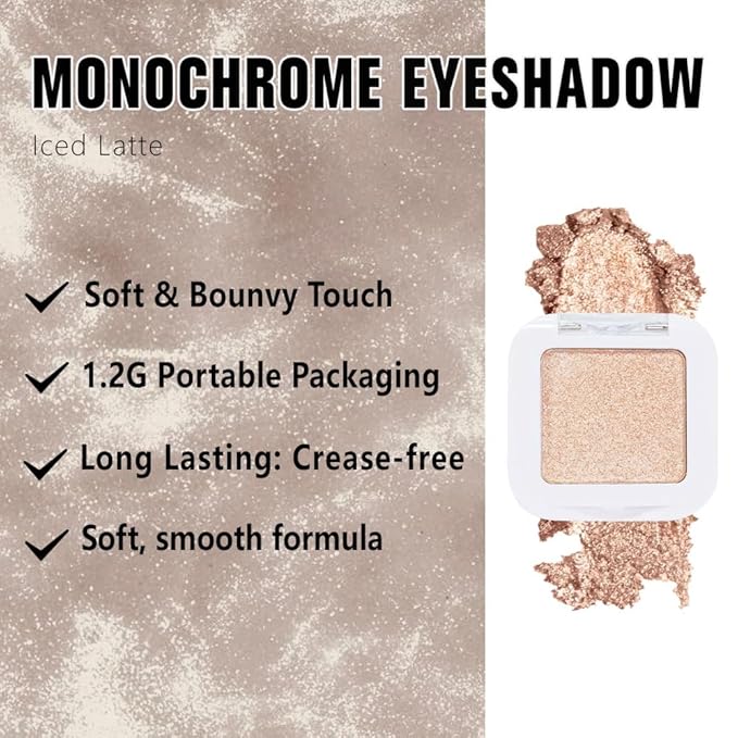 Kaely Pressed Single Eyeshadow Makeup, Light Nude Brown Shimmer Highly Pigmented Monochrome Eye Shadow Palette, Waterproof Neutral Powder Mini Eyeshadow, sombras para ojos, Lightweight Blendable, 20