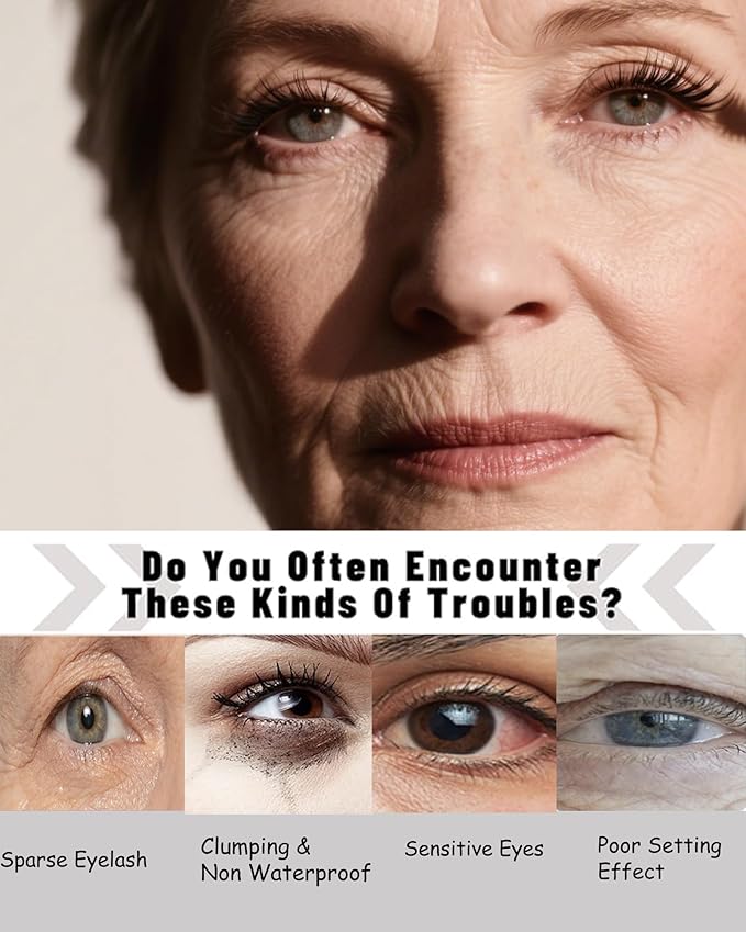 Mascara for Older Women 60 Plus,Black Prime Waterproof Length and Volume Lash Mascara for Mature Hypoallergenic Volumizing Máscara with Thinning Lashes,Long Lasting No Clumps for Sensitive Eyes-01