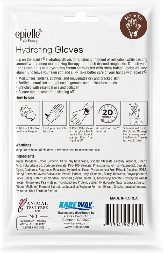 Epielle Hydrating & Moisturizing Hand & Foot Masks 12 Pairs, Relieve and Soften Dry Hands & Cracked Heels with Shea Butter & Sunflower Seed Oil, Korean Skin Care, Spa Set, Self Care Gifts for Women