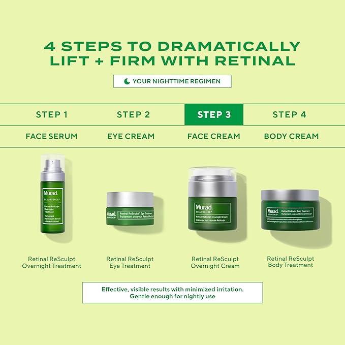 Murad Retinal ReSculpt Overnight Cream – Anti-Aging Face & Neck Cream with Encapsulated Retinal & NAD+ – Firms, Lifts & Hydrates Skin – 1.7 Fl Oz