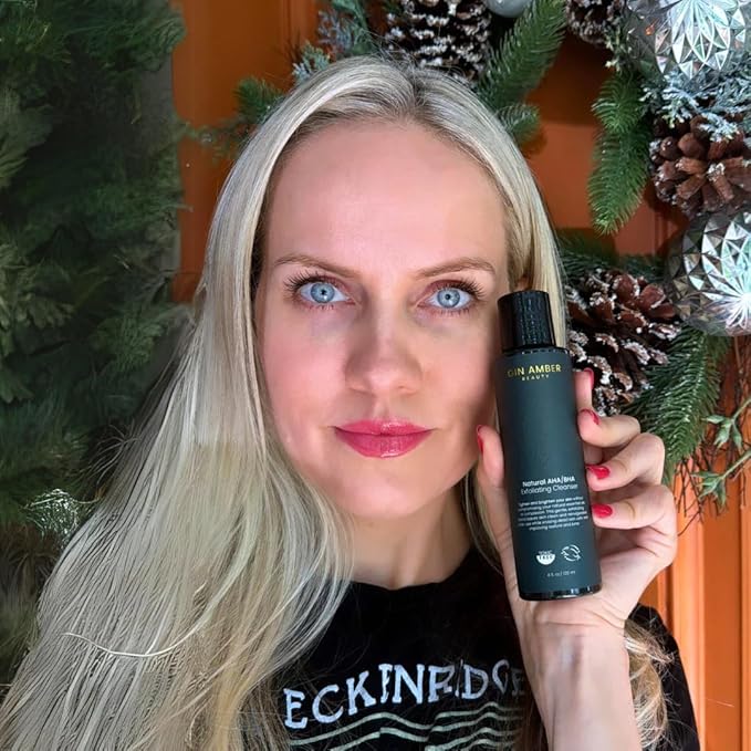 Gin Amber Beauty - Natural AHA/BHA Exfoliating Cleanser | Brightening, Even Texture | For All Skin Types (4 fl oz - 120 ml)