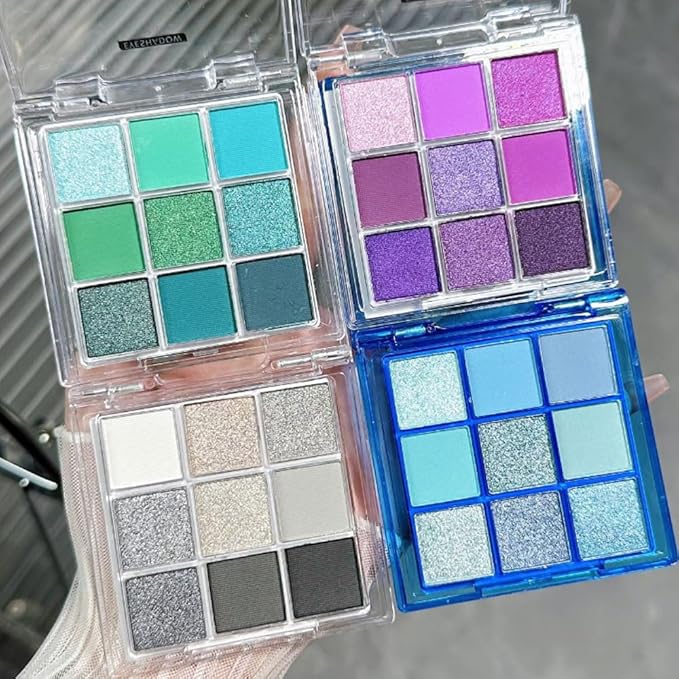 9Colors Green Avocado Color Colorful Bright Eyeshadow Palette Makeup,Matte Sparkle Eye Shadow Palette Long Lasting Waterproof,Emerald Bright Eyeshadow Palette