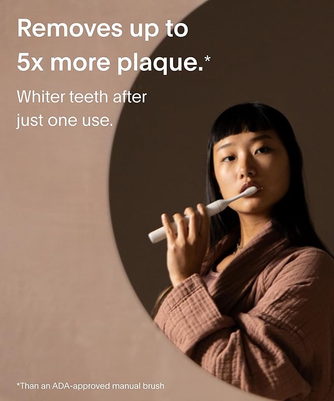 SURI Recyclable Plant-Based, Electric Toothbrush Heads - Built-in Tongue Scraper, Long Lasting Replacement Heads | Compatible Only with SURI Sonic Electric Toothbrush - Sea Mist, Pack of 3