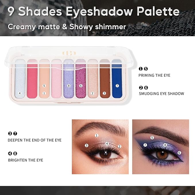 Color Nymph All in One Makeup Kit for Women & Girls, Cosmetics Gift Set with Sequin Shoulder Bag Includes Eyeshadow Palette, Lip Gloss, Lipstick, Liquid Blush, Eyeliner, Eyebrow pencil, Mascara, Brush