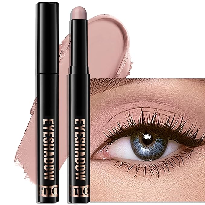 Cream Matte Eyeshadow Stick, Dusty Rose Eye Shadow Waterproof Eyeliner Brightener Pencil Crayon Long-Lasting Eye Highlighter Makeup for Women Easy to Use High Pigmented