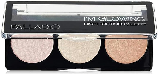 Palladio I'm Glowing Illuminating Highlighting Palette, Glow Bronzer Powder Makeup Set, High Pigmented Shimmery Colors