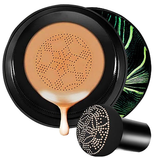 Moisture Cushion CC Cream Foundation for Mature Skin - Flawless Concealer BB Cream with Mushroom Sponge, Long-Lasting Waterproof Air Cushion, Natural honey and pine Makeup, Even Skin Tone（06# BROWN）