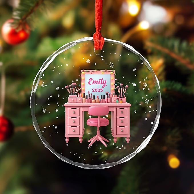 Personalized Makeup Tools Christmas Ornament 2025, Makeup Box Christmas Ornament Gift for Makeup Artist, Christmas Tree Decor for Makeup Shop, Gift for New Makeup Coworkers (Makeup 3)