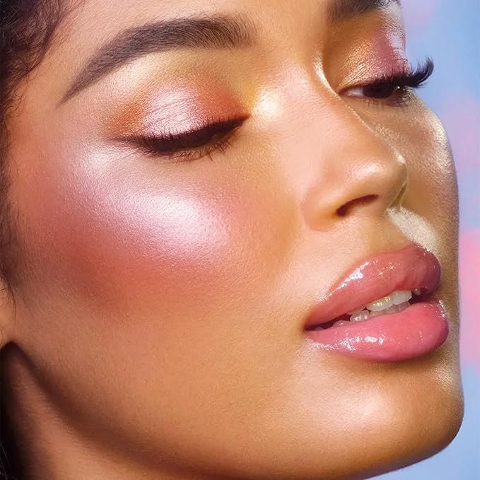 Boobeen Blush and Highlighter Palette- 4-color Metallic Shimmer Shadow Powder, Illuminator Makeup Set for Shading, Highlighting & Defining the Face