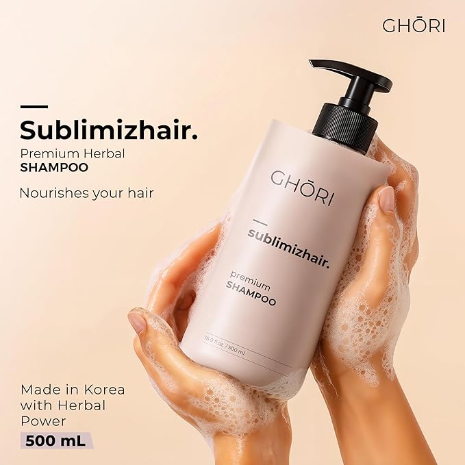 Sublimizhair Korean Herbal Shampoo for Dry & Damaged Hair | Hanbang Formula with Ginseng, Licorice & Tea Extracts | Gentle Scalp Cleansing | pH Balanced Shampoo | 500 ml / 16.9 fl oz