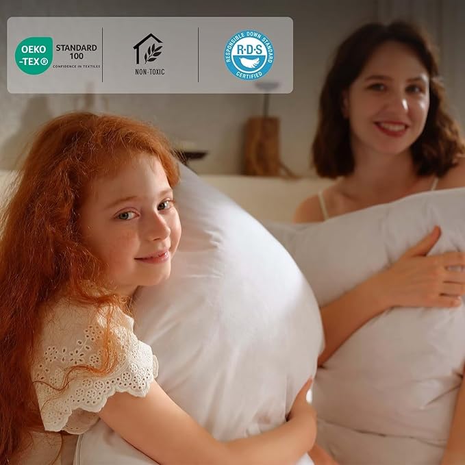 BHZ King Size Pillows Feather Down Set of 2 Hotel My King Pillows Bed Goose Pillow Luxury 2 Pack Pillow for Sleeping Side Sleepers Soft Support Gifts