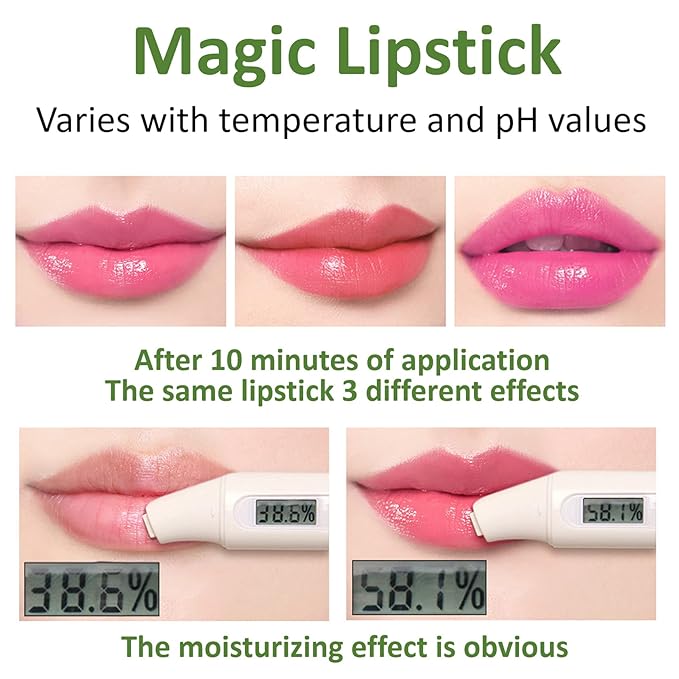 6 Pack Aloe Vera Lipstick,Long Wear Nourishing Lip stick,Waterproof Moisturizing Color Changing Lip Balm Lipstick,Lip Gloss,Magic Temp Color Change Matte Lip Gloss Makeup