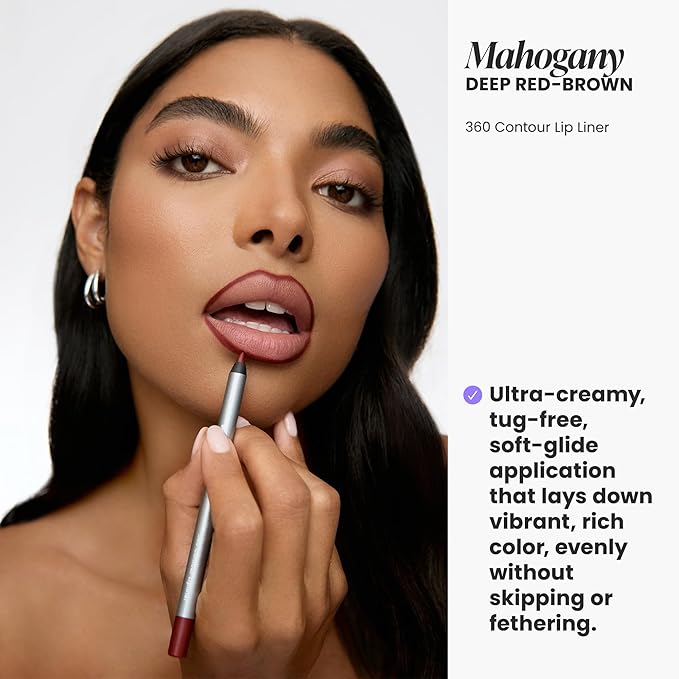 Wonderskin Lip Liner Pencil - 360 Contour Lipliner, Long Lasting, Sharpenable Lip Pencil, Waterproof and Transfer-Proof Nude Lip Liner (Mahogany)