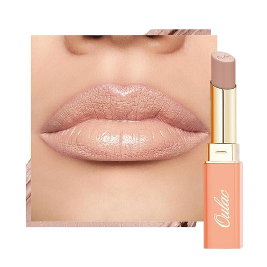 Oulac Beige Lipsticks for Women, Pale Nude Matte Lip Base, Full Coverage Lip Color, Satin Matte Finish, Cream Texture, Hydrating, Infused with Hyaluronic Acid, Vegan & Clean Beauty 4g SG01 Bare