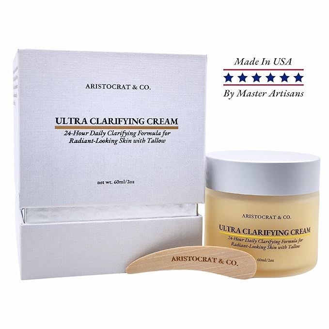 Ultra Clarifying Cream – Grass Fed Precision Blend Amish Tallow Body Butter for Face & Skin, Toning Whip for Skin Elasticity, Smooth & Radiant Skin, Nourishing Texture Boosting Balm, 2oz