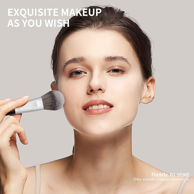 Makeup Brushes with Case, MAANGE 18 Pcs Professional Makeup Brush Set Premium Synthetic Face Kabuki Brush Kit Foundation Blush Powder Eyeshadow Brushes Set Christmas Gift (BlackSliver)