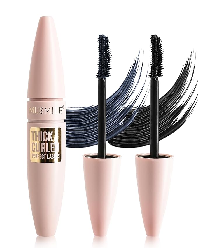 Grey + Black Waterproof Mascara, Lashes Extension Mascara with Dual-Sided Brush, Great for Lengthening and Volumizing Eyelashes, Colored Tube Máscara Fiber No Clumping, Long Lasting, Smudge-Proof -A