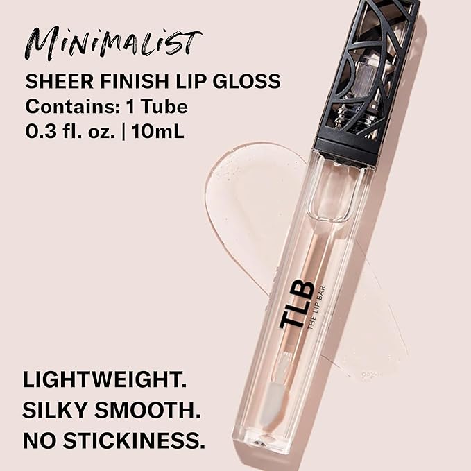 The Lip Bar - Lip Gloss, Minimalist (Clear) - Gloss Up Sheer Finish - Smooth, Not Sticky Formula - Moisturizing Coconut Oil, Olive Oil, Argan Oil & Vitamin E - Vegan & Cruelty Free - .30 fl oz