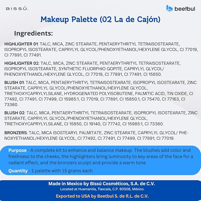 Makeup Kit Bissú 6‑Color Palette + Velvet Puff + 2 Finger Puffs + Makeup Sponge + Exfoliating Sponge (4 Styles) (02 La de Cajón)