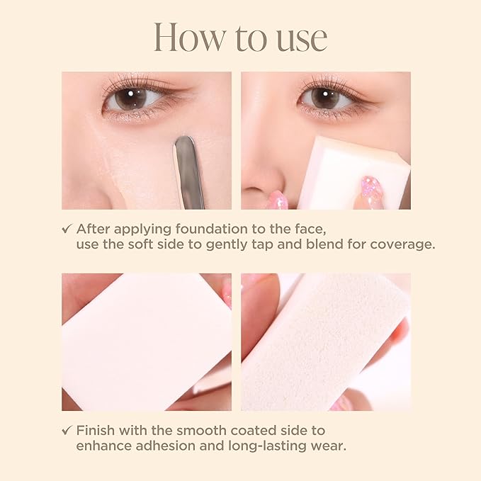 Piccasso Base Layering Set – FB17 Foundation Brush + 6P Latex Round Makeup Sponges, Professional Korean Beauty Tools for Flawless Base, Dewy & Matte Finish, Seamless Blending Kit