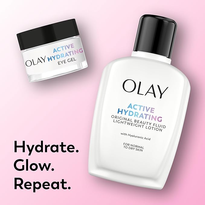 Olay Face Moisturizer, Active Hydrating Beauty Fluid Lotion, Original Facial Moisturizer, 4 Oz. (Pack of 2)
