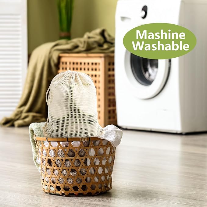 Reusable Cotton Rounds 20Pcs - 100% Natural Bamboo Cotton Pads for Face, Makeup Remover with Laundry Bag and Bamboo Holder (Green)