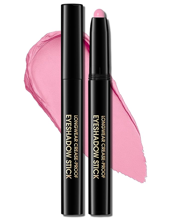 Erinde Waterproof Eyeshadow Stick, Cream Eye Shadow Stick, Long-Lasting, Crease-Proof, Cream to Powder Buildable & Blendable Eye Shadow Pencils Crayon, Vegan & Cruelty-Free, 05 Pink