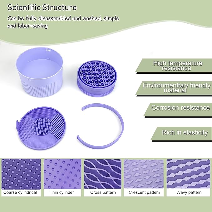 Makeup Brush Cleaner Mat 3 in 1 Silicone Makeup Brushes Cleaner Bowl with Brush Drying Holder Hanging Cosmetic Brush Cleaner Organizer for Storage & Air Dry, Green