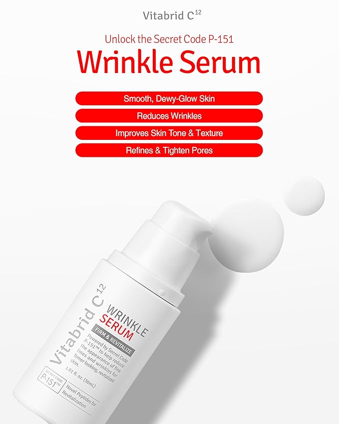 Wrinkle Serum - Anti Aging Booster Skin Rejuvenating Serum with Peptides, Vitamin C, Shea Butter - Wrinkle Repair, Tighten Pores, Smooth Skin Texture, Youthful Skin - Fragrance Free, 1.69oz.