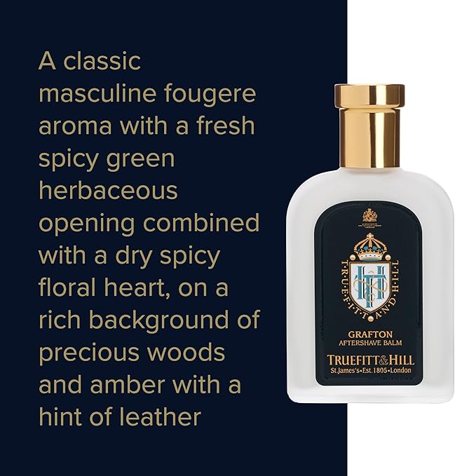 Truefitt & Hill Luxury Aftershave Balm - Grafton - Premium Soothing Moisturizer with Aloe Vera Extract - Ideal for Sensitive Skin, Razor Burn Relief, and a Silky Smooth Finish - 3.38 oz.
