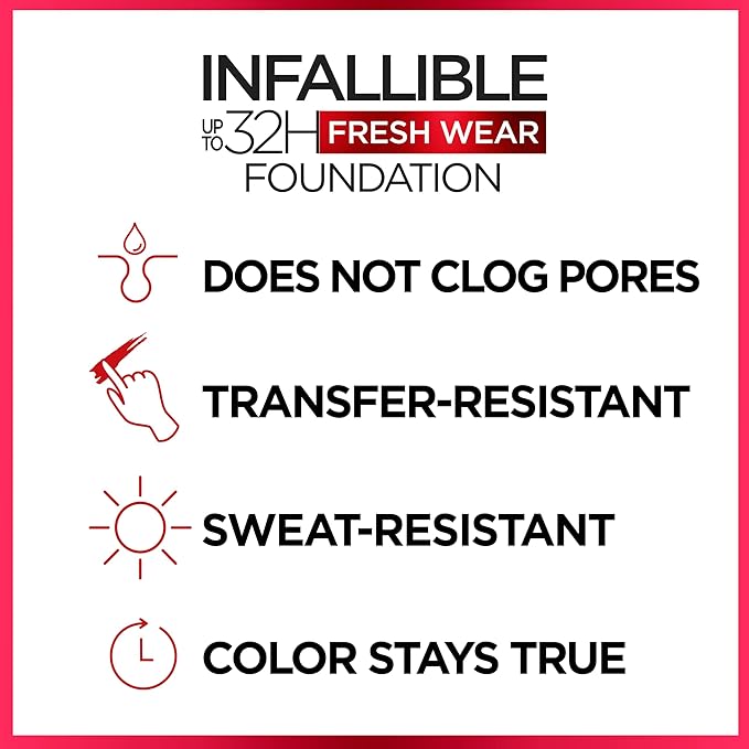 L'Oreal Paris Makeup Infallible Up to 32 Hour Fresh Wear Lightweight Foundation, 488 Caramel, 1 Fl Oz, Packaging May Vary