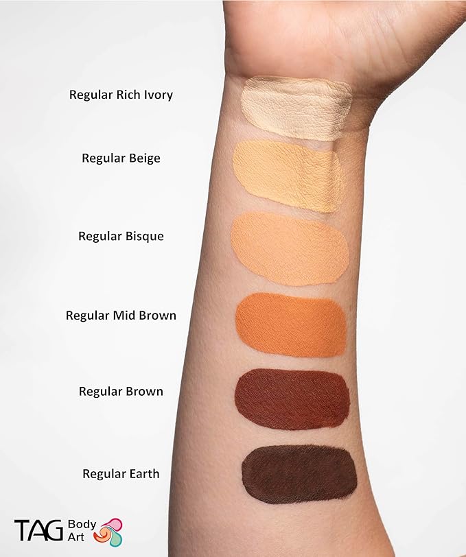 TAG Professional Face & Body Paint Skin Tone Palette 6 x 10g, Non Toxic, Hypoallergenic, Easy to Wash, Ideal for Kids Parties, Halloween, Cosplay and Festivals