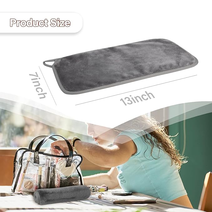 Nugilla Reusable Face Wash Cloths, 8 Pack Soft Microfiber Makeup Remover Towels for Women (Cool Grey)