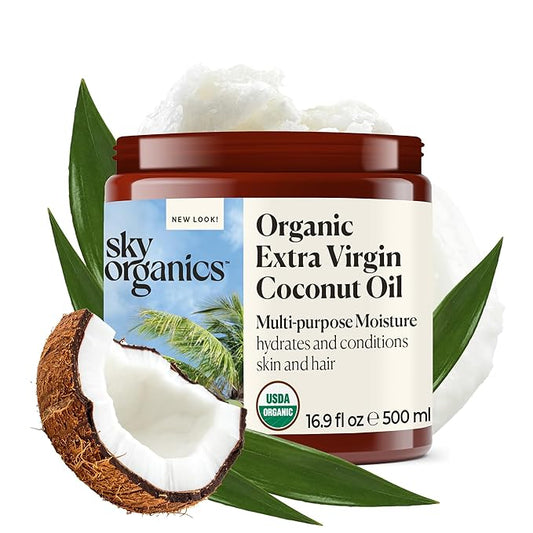 Sky Organics - Multipurpose Organic Coconut Oil for Skin & Hair, 16.9 fl oz - Extra Virgin Hair Oil & Body Moisturizer - Vitamins, Antioxidants & Fatty Acids - Vegan, Cruelty Free - w ebook