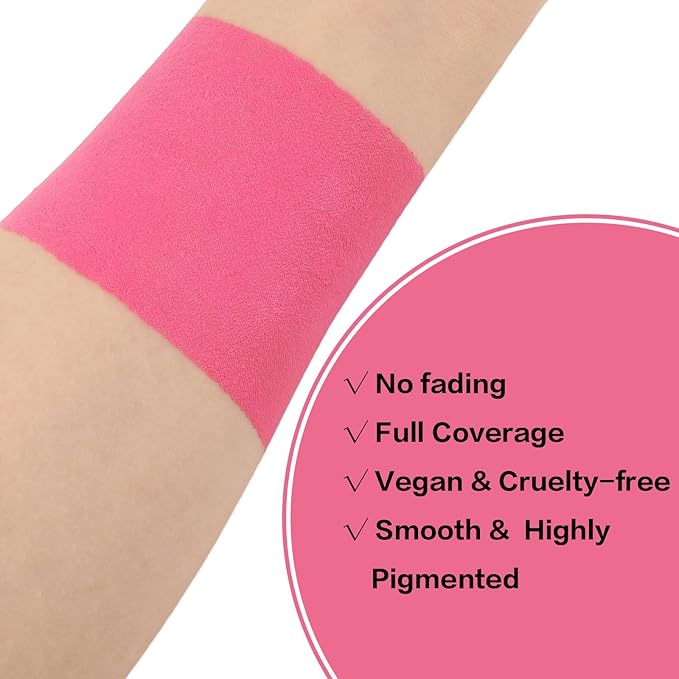 BADCOLOR Pink Face Body Paint Stick, Cream Blendable Full Coverage Eye Black Facepaints for Adult Children, Professional Hypoallergenic Face Painting Kit for Halloween Special Effects Cosplay Party