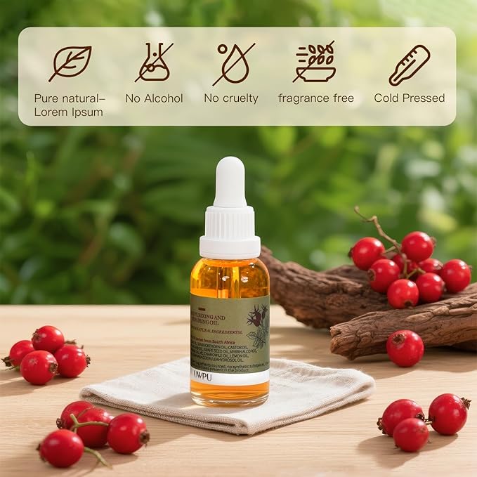Organic Rosehip Oil, Facial Anti-Aging, Rosehip Oil for Face, for Scars, Natural Extraction of Bakuchiol, Moisturizing&Uniform Skin Tone, for all Skin Types- 30ML