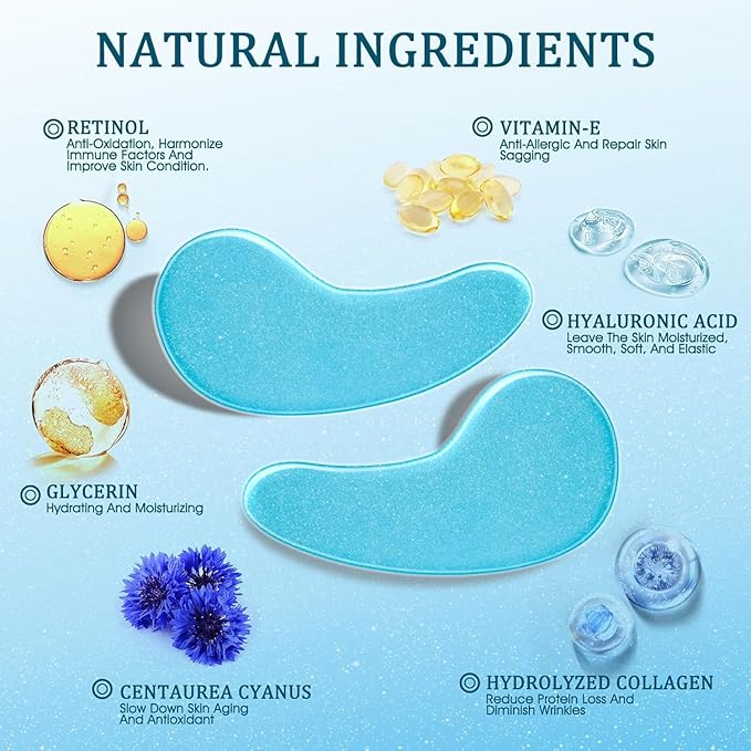 Under Eye Patches Masks - for Eye bags with Collagen and Hyaluronic Acid, Dark Circles,and Fine Lines, puffiness Smoothing Skin Care Treatment for Women and Men, (30 Pcs) white