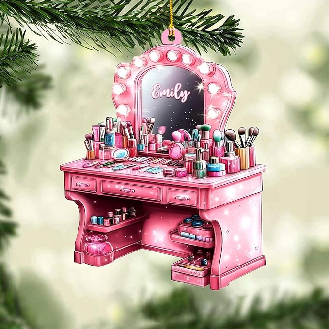 Personalized Makeup Tools Ornament – Custom Beauty Christmas Tree Decoration, Holiday Keepsake Gift for Makeup Artists, Cosmetologists, Beauty Lovers, Salon Owners, Families and Coworkers (MKH6)