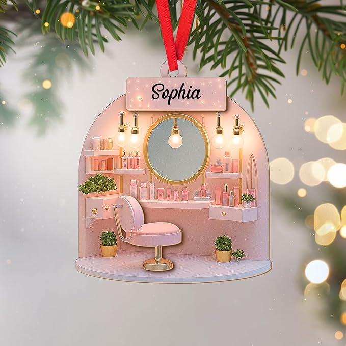 Personalized Makeup Tools Christmas Ornament 2025, Makeup Box Christmas Ornament Gift for Makeup Artist, Christmas Tree Decor for Makeup Shop, Gift for New Makeup Coworkers (Makeup 1)