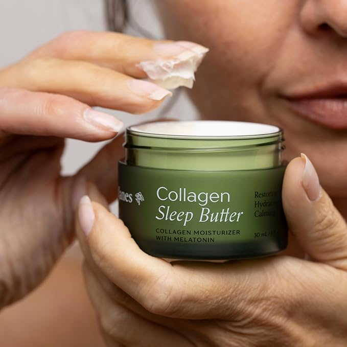 Collagen Sleep Butter Night Cream with Vegan Collagen, Hyaluronic Acid & Melatonin Complex – Hydrating Overnight Moisturizer for Dry or Mature Skin