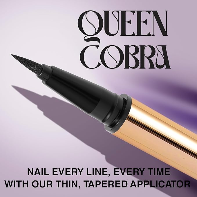Black Liquid Eyeliner Pencil Queen Cobra – Long-Lasting – Quick-Drying, No Flaking – Thin Applicator & Intense Color – 0.016 fl.oz