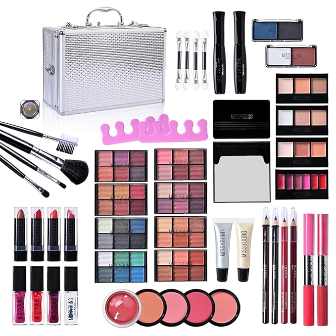 FantasyDay All-in-one Holiday Make up Gift Set | Makeup Kit for Women Full Kit Essential Starter Bundle Include Eyeshadow Palette Lipstick Blush Foundation Concealer Face Powder Mascara Lipgloss Brush