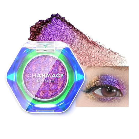 CHARMACY Multichrome Glitter Eyeshadow, Intense Pigmentation Chameleon Sparkling Eyeshadow, Bright Highlighter Duochrome Eye Make Up, Multi-Reflective Finishes Glitter Metallic Eye Makeup #02