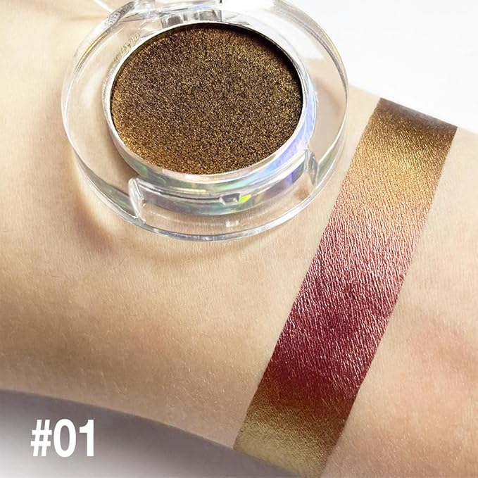 evpct Rose Red Gold Shimmer Sparkle Chameleon Duo Chrome Multichrome Gothic Iridescent festival Eyeshadow Palette, Single Mini Eye Shadow Palette Makeup for Older Women, Glitter Eyeshadow Stick, 01