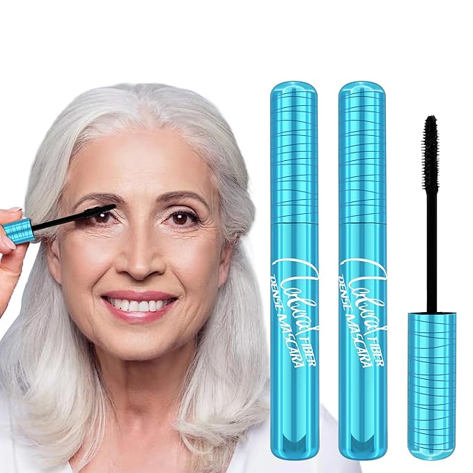 Mascara for Older Women 60 Plus, Waterproof Lengthening Mascara for Seniors with Thinning Lashes, Prime Máscara Black Volume and Length, Long Stay, Tube Hypoallergenic Máscara for Sensitive Eyes-2pc